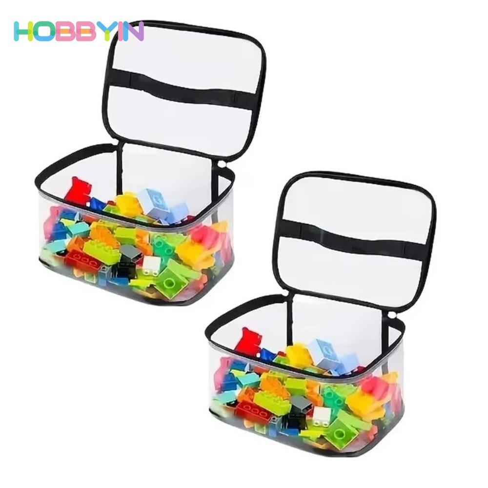 Túi đựng đồ chơi HOBBYIN, Hộp xếp hình trong suốt PVC, Di động chống nước Dung tích lớn Dễ dàng làm sạch khối sắp xếp lưu trữ phòng trẻ em