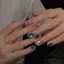 Blue Galaxy Handmade Mặc Cao Cấp Gradient Mắt Mèo Tính Khí Làm Trắng Da Miếng Dán Móng Tay Bốn Mùa