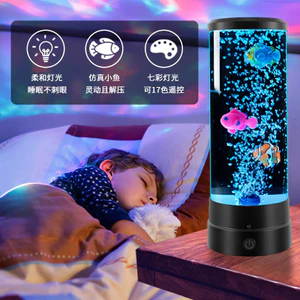 Đèn ngủ LED đổi màu đầy màu sắc Bong bóng đơn giản Mô phỏng hình trụ Bể cá Trang trí nhà cửa Đèn khí quyển 4FZJ