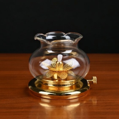 Đèn Dầu Lưu Ly Bông Sen Thờ Cúng - Đèn Dầu Cúng Phật, Gia Tiên, Thần Tài Tiết Kiệm Dầu - Đèn Trang Trí Ban Thờ Đẹp