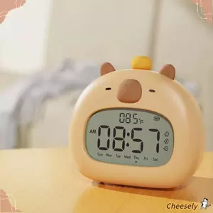 Đồng hồ LED CHEESELY, Phim hoạt hình có đồng hồ báo thức có thể sạc lại, Đèn bàn sáng tạo Capybara đầu giường
