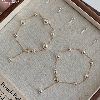Vòng tay bạc 925 với ngọc trai tròn, phiên bản mới Gypsophila, dễ dàng điều chỉnh kích thước
