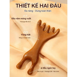 【COD】Lược massage gỗ đàn hương mát xa ấn huyệt, cải thiện lưu thông máu, hỗ trợ giấc ngủ ngon, dùng cho cả gia đình.