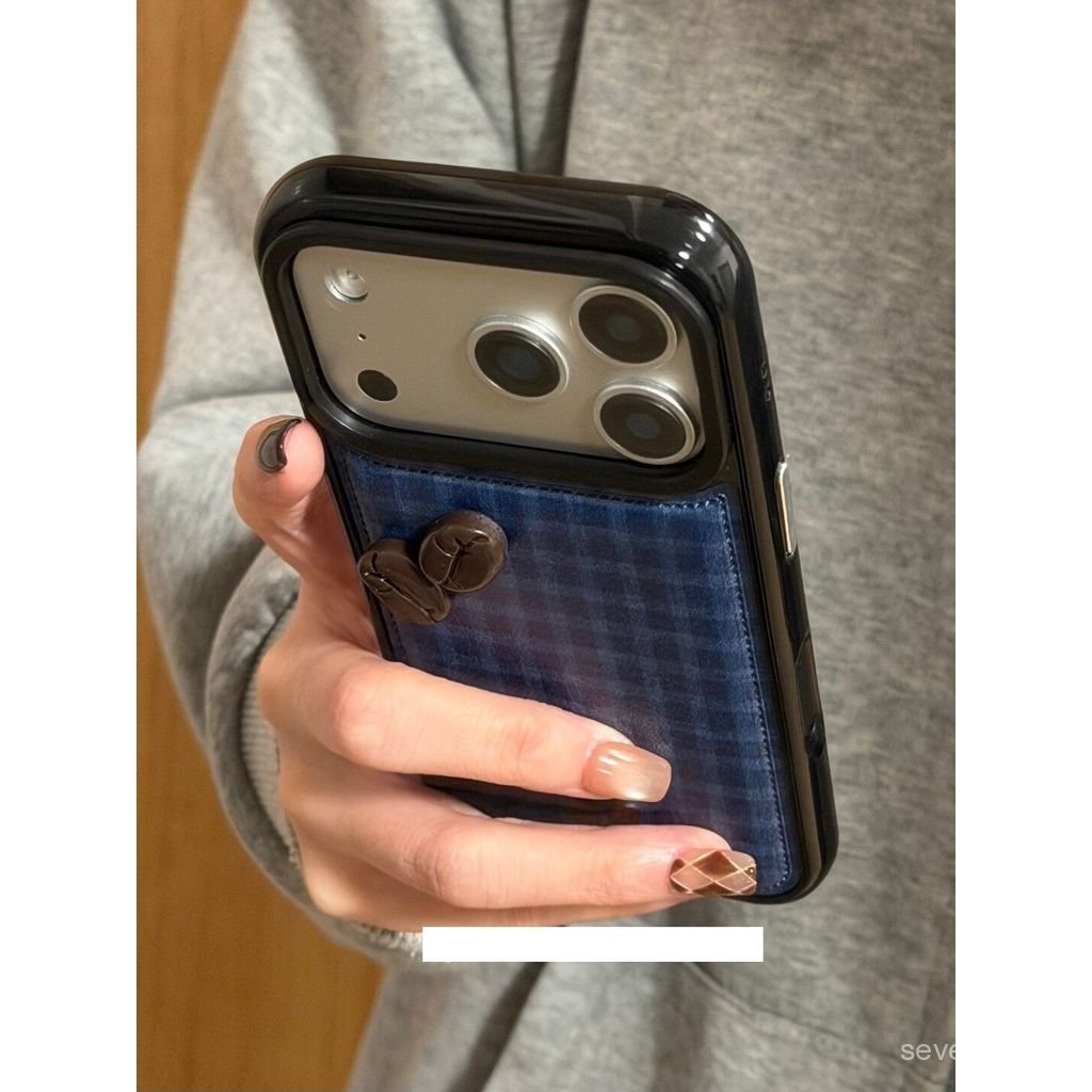 Ốp Điện Thoại Thích Hợp Cho iPhone 11 12 13 14 15 16 17 Pro max Plus Air Blue Kẻ Sọc Cà Phê Hạt Kết Cấu Da Chống Sốc Vỏ Bảo Vệ Chống Sốc Bao Gồm Tất Cả O5OF