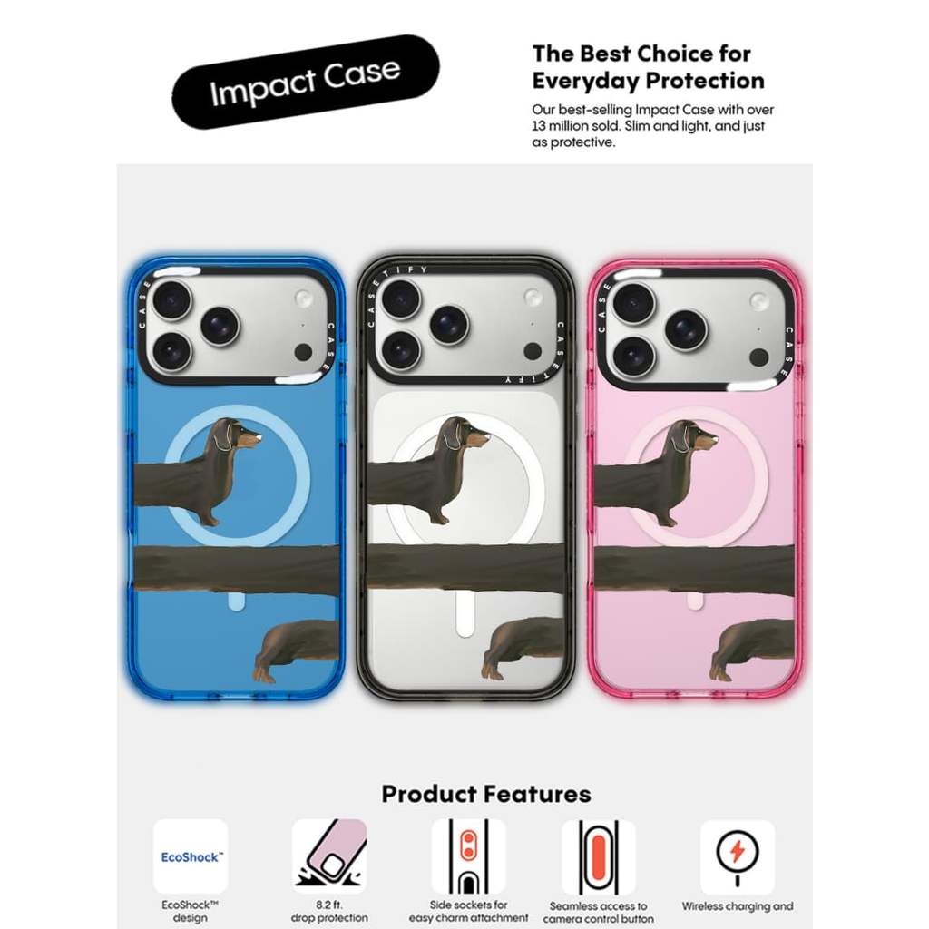 CASECASE X Dachshund Loop Case Đen / Xanh da trời / Hồng Bộ sưu tập kẹo Fizz Màu sắc Rõ ràng Cứng Từ tính Vỏ tác động cho Apple IPhone 13 14 15 16 17Pro Max Plus Có hộp
