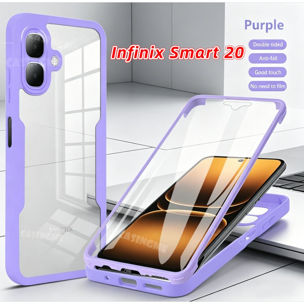 Ốp lưng Infinix Smart 20 Vỏ trong suốt 360 cho Infinix Smart 20 Smart20 InfinixSmart20 Plus 5G 4G Vỏ điện thoại Bảo vệ toàn diện Ốp lưng chống sốc hai mặt