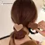 Cheenm Nơ Nút Thắt Trái Tim màu Kaki Cà Phê cho Tóc Nữ Bé Gái - Scrunchie Cao Su Co Giãn