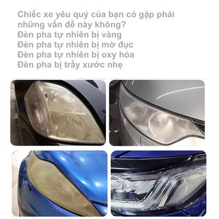 Sản phẩm bảo dưỡng đèn pha xe hơi - Tẩy ố vàng, loại bỏ cặn canxi, không cần đánh bóng, tạo lớp phủ bảo vệ trong suốt