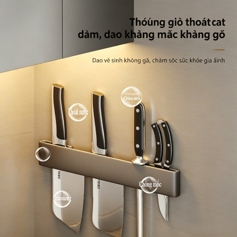 Kệ Cài Dao Kéo Dán Tường – Thép Carbon Không Gỉ, Phù Hợp Nhiều Loại Dao Kéo, Không Khoan