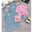 bộ váy bò cho bé gái 5-10 tuổi,set yếm bò gồm áo và váy yếm bò baby three hàn quốc cao cấp cho bé gái 18-35kg