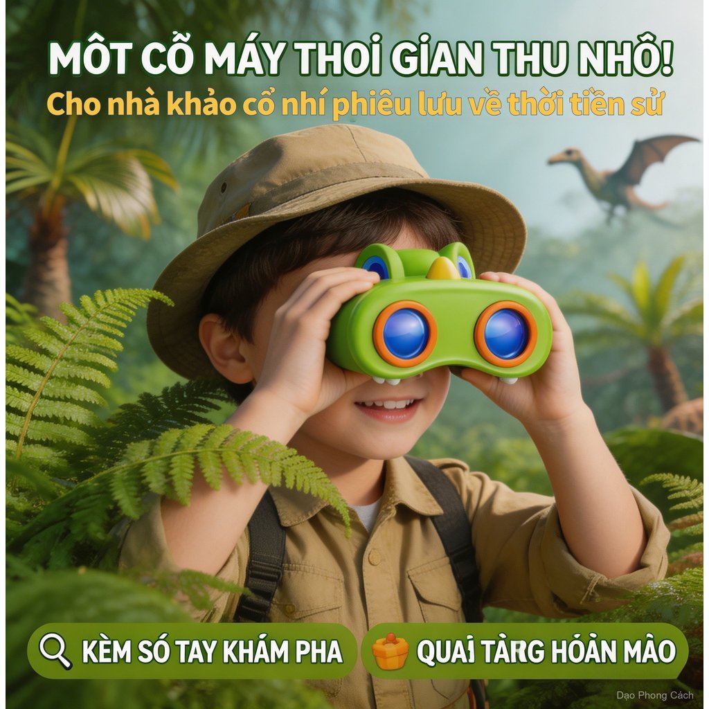 Đồ chơi ống nhòm khủng long bạo chúa, quà tặng sinh nhật/Giáng sinh cho bé, phiêu lưu thực tế, hộp đẹp