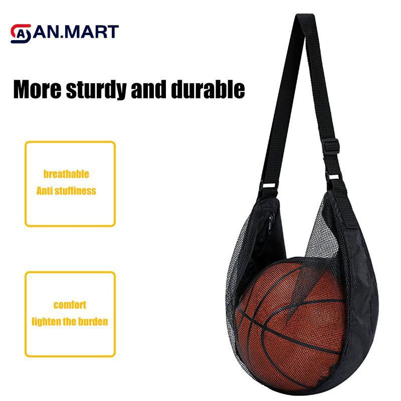 AN.MART - Túi Bóng Rổ Có Dây Kéo & Lưới Thoáng Khí, Bảo Quản Thiết Bị Thể Thao
