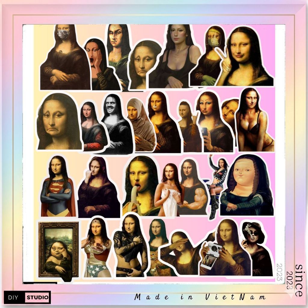 100 hình Mona Lisa hài hước trang trí DIY STUDIO