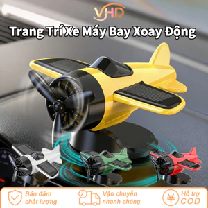 Đồ Trang Trí Ô Tô Máy Bay Chạy Năng Lượng Mặt Trời - Cánh Quạt Xoay 360°, Chất Liệu ABS Bền, Keo 3M Không Để Lại Vết