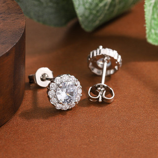 Châu Âu Mỹ ins Phong Cách Mới Tròn Full Kim Cương Siêu Flash Zircon Bông Tai Nữ