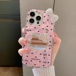 Ốp Gương Kim Cương 3D Hello Kitty Cho OPPO A6 A5i A5 A3 Pro A20 A5X A3X A80 A60 A40 A17 A17K A79 A38 A18 A57 A54 A93 A74 Vỏ Điện Thoại Chấm Bi Trái Tim