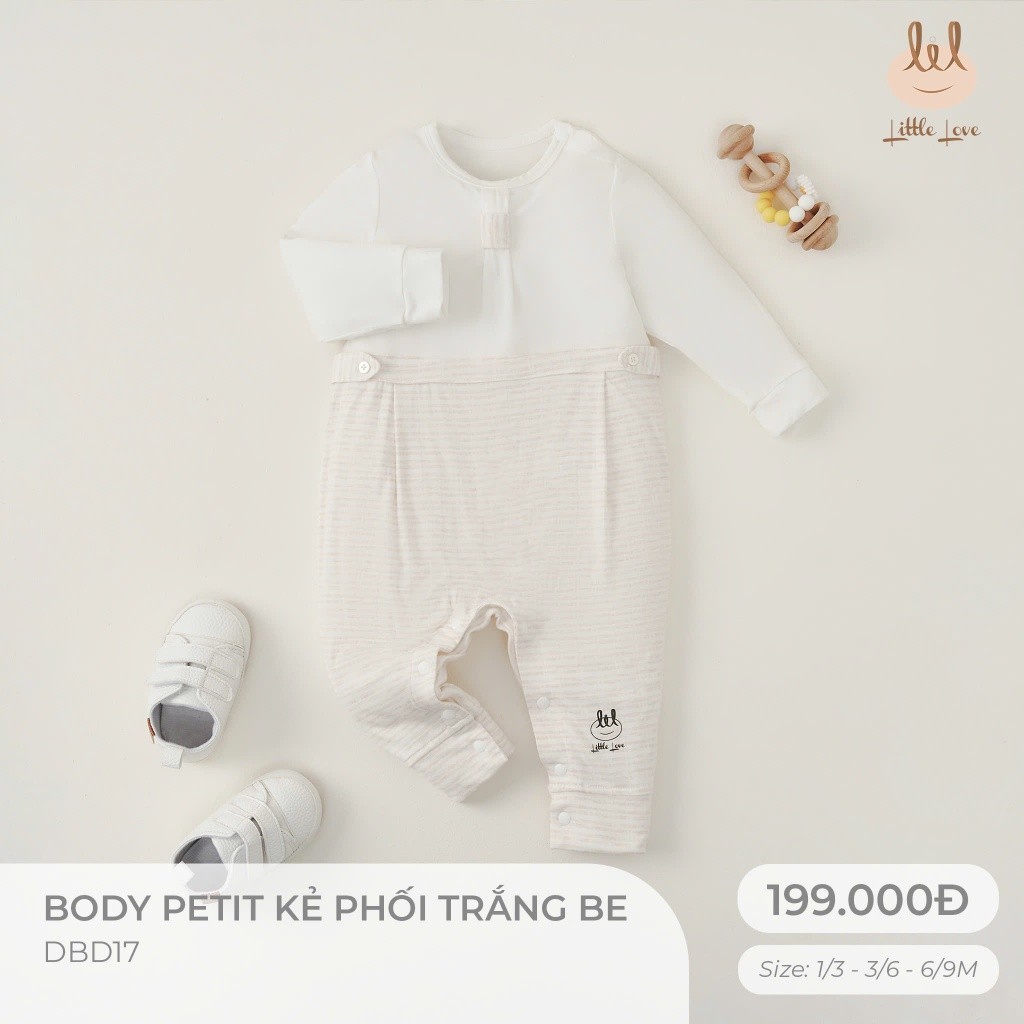 Body petit phối trắng ghi dành cho bé Lil little Love (DBD17)