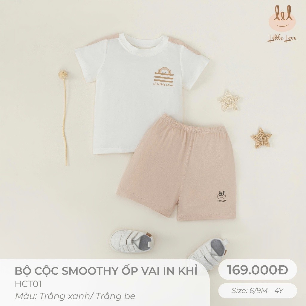 Bộ cộc tay chất vải sợi tre kháng khuẩn [ mềm, mát, mỏng, co dãn & thấm hút tốt]  dành cho bé từ 6m-4y  (HCT01)
