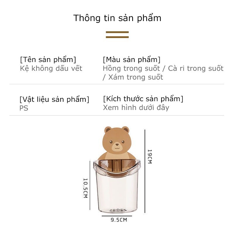 M7 Cốc gấu dán tường đựng bàn chải đánh răng, cốc gấu nâu đựng kem đánh răng MALAN