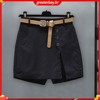 Quần short Mini màu trơn Quần short chân giảm béo Quần short váy cạp cao sành điệu có túi chia bên hông Hợp thời trang Đông Nam Á dành cho nữ