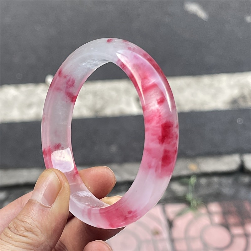 Đá vòng tay thạch anh hồng hoa nổi từ đá tự nhiên trong suốt - Quà tặng lý tưởng cho người trẻ
