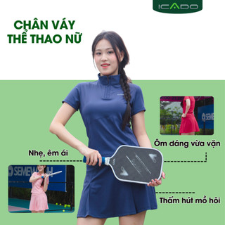Chân Váy Xếp Ly Thể Thao 2 Lớp Pickleball Tennis ICADO HT604 Co Dãn Thấm Hút Tốt thế giới đồ tập thegioidotap