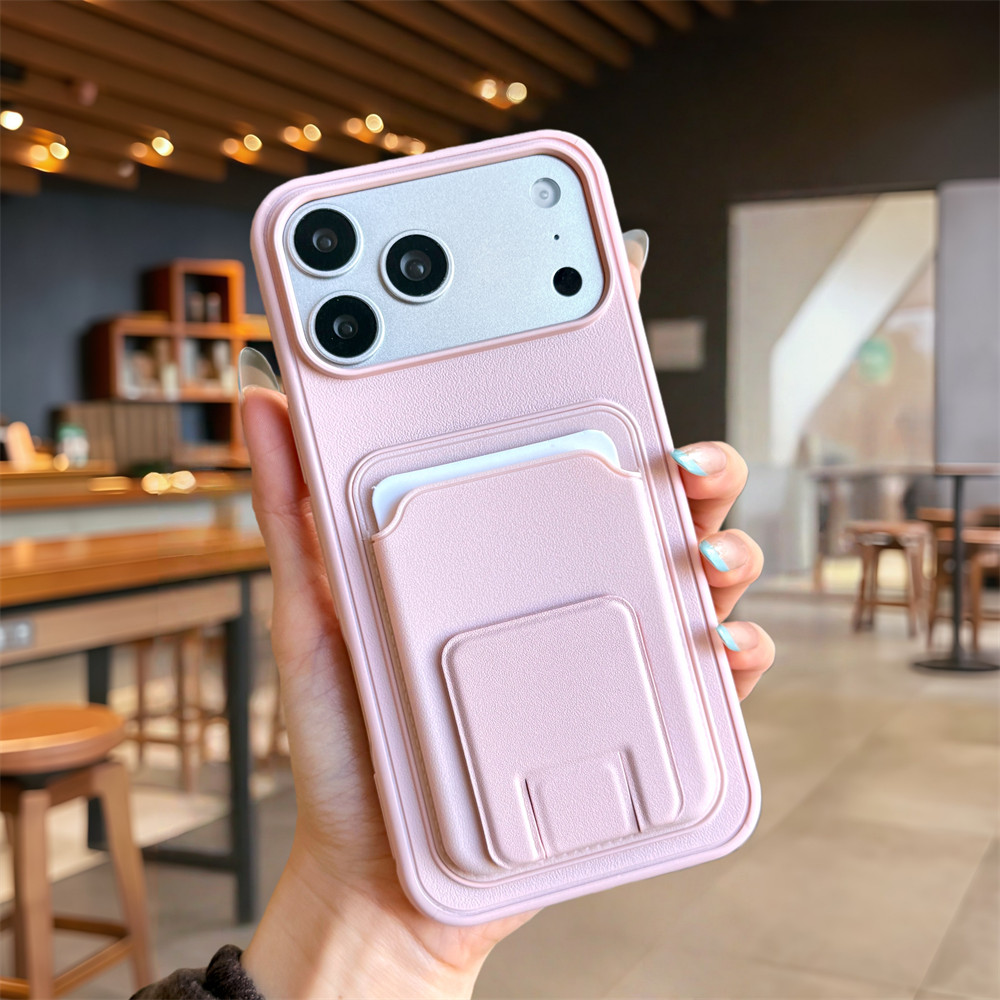 Ốp điện thoại đựng thẻ vuông đơn giản cho iPhone 17 Pro Max 13 14 15 16 pro max Bảo vệ ống kính chống rơi Vỏ cứng bảo vệ điện thoại