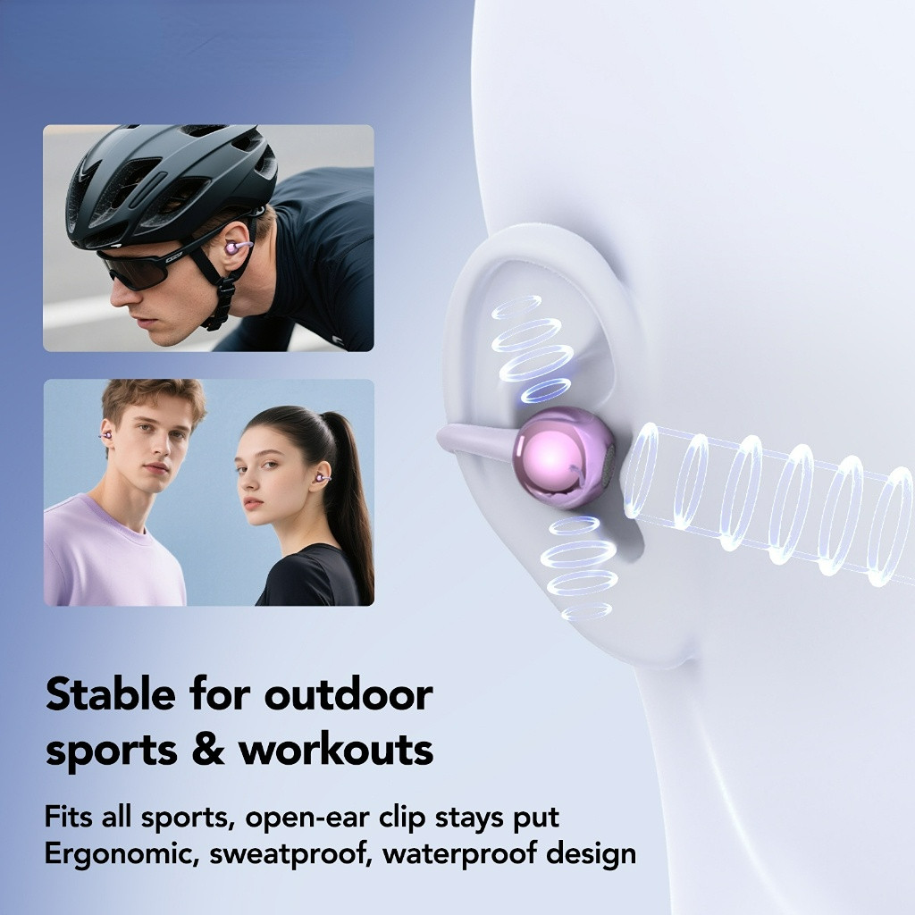 Tai nghe Senbenbao B22 Tai nghe Clip-On Thiết kế tai mở với Bluetooth 5.4 HiFi Stereo Khử tiếng ồn Cuộc gọi HD Kết thúc bóng cao cấp
