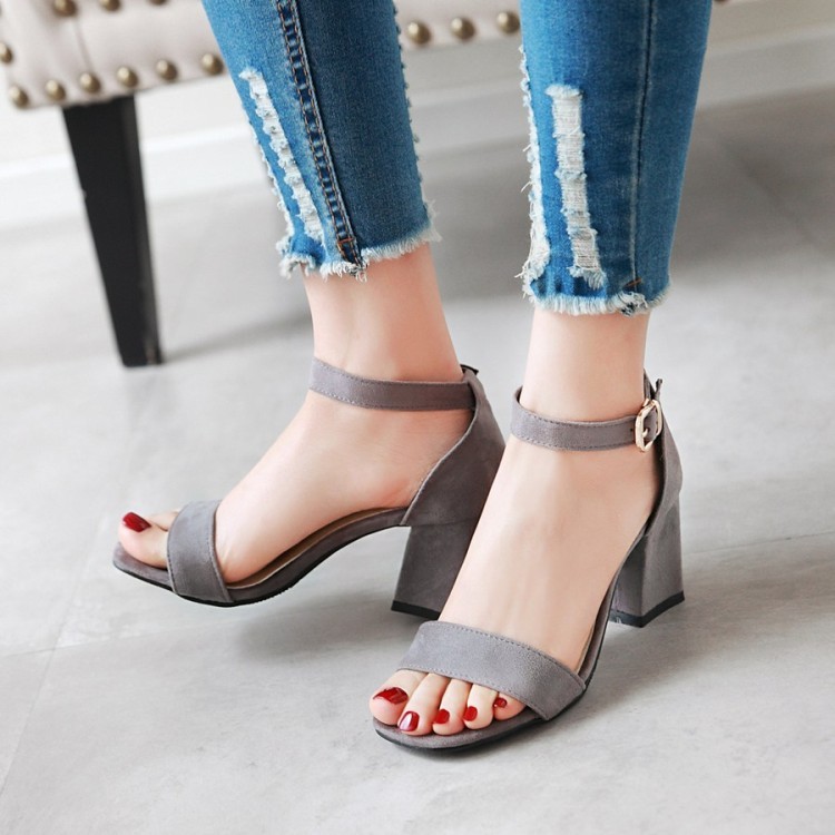 VNJXXXY34-39 Kích Thước Da Lộn Miệng Cá Mờ Mũi Mở Giày Sandal Thời Trang Phù Hợp Với Tất Cả Các Trận Đấu Hàng Ngày Thoải Mái Ngón Chân Tròn Dày Dây Đeo Khóa Phẳng Dép Đi Làm