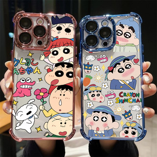 Ốp Điện Thoại Crayon Shin-chan Cho Xiaomi Redmi Note 13 12 14 Pro Plus 10 11 11S 10S Redmi A5 15C 14C 13C 12C 10C A3 A2 A1 Túi Khí Mạ Điện Thời Trang Chống Va Đập