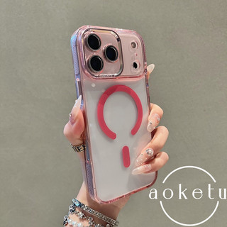 Ốp điện thoại từ tính màu trong suốt cao Apple 17 Promax iPhone 16 bao gồm tất cả các bộ phim ống kính 15 trong suốt 14 bao gồm tất cả vỏ silicon chống rơi