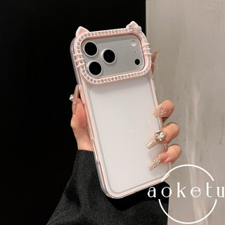 Tai mèo dát kim cương (Bánh mì hình tai mèo hấp) thích hợp cho vỏ điện thoại Apple 17promax màu hồng 16 sang trọng 15 / 14 ba trong một túi tẩy tế bào chết toàn bộ vỏ cứng silicon chống rơi