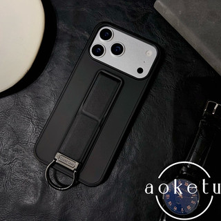 Giá đỡ gấp dây đeo cổ tay tích hợp màu cam mới Thích hợp cho vỏ điện thoại Apple 17 ProMax iPhone 16 Pro Khóa vòng 14 Skin Feel 15 / 13 Vỏ bảo vệ không khí cao cấp