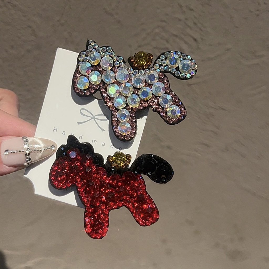 Mới Full Kim Cương Tinh Tế Pony Hoạt Hình Bên Gãy Tóc Nổ Kẹp Một Từ Kẹp Tóc Phụ Kiện Tóc