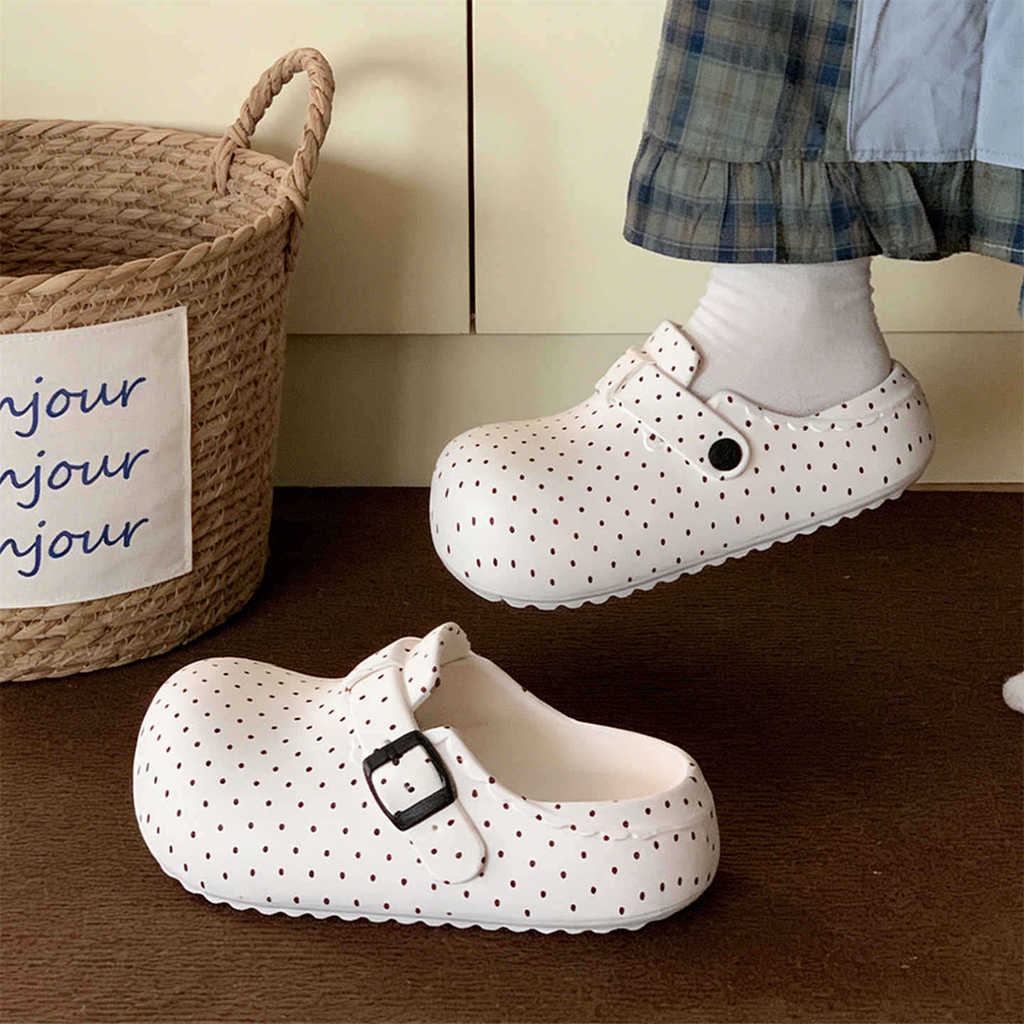 XIXITIAO Dép Nữ Chống Thấm Nước Mùa Hè Phong Cách Mới Đế Dày Dễ Thương Chấm Bi Thường Ngày Ngoài Trời