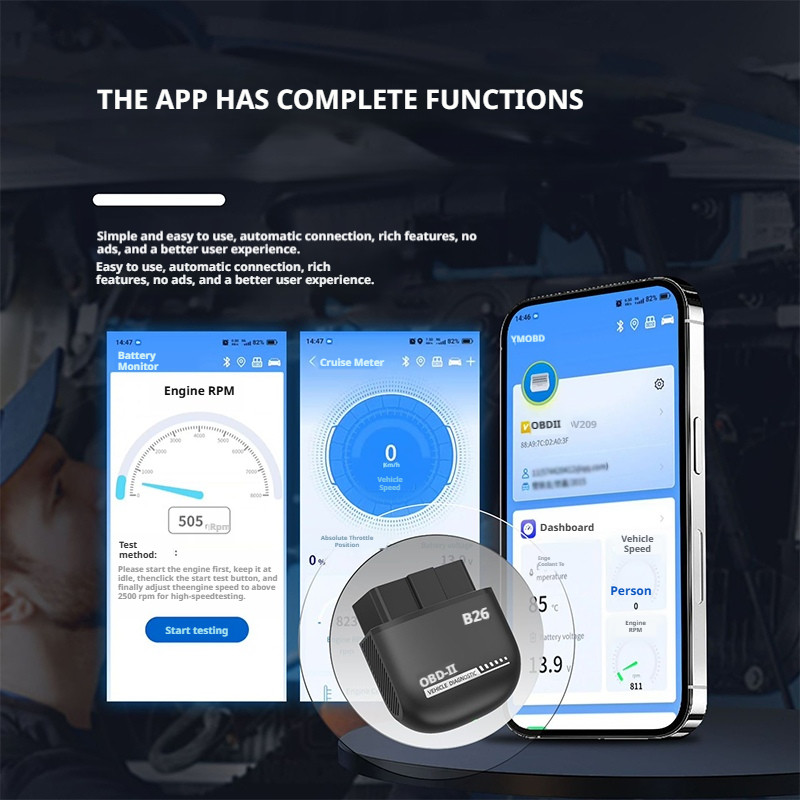B26 OBD2 Máy quét SEAMETAL Bluetooth 5.1 - Công cụ chẩn đoán ô tô chuyên nghiệp - Máy đọc mã lỗi động cơ