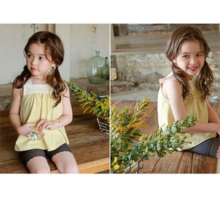 Mùa Hè Phong Cách Mới Bé Gái Dâu San Cotton Ren Camisole Bé Gái Dễ Thương Sang Trọng Tất Cả Trận Đấu Áo Thun Top
