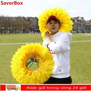 Đạo cụ biểu diễn SAVORBOX, Mũ hướng dương vui nhộn Unisex, Mũ hướng dương màu vàng 42cm chất lượng cao cho bữa tiệc khiêu vũ Trò chơi lễ hội Trẻ em Thanh thiếu niên Người lớn