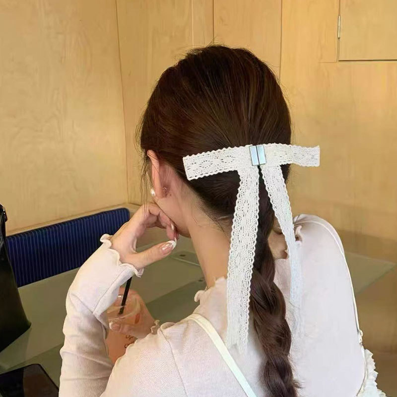 Mới Kẹp Tóc Ren Nơ Satin Cao Cấp, Tinh tế và Dễ Dàng Tháo Lắp
