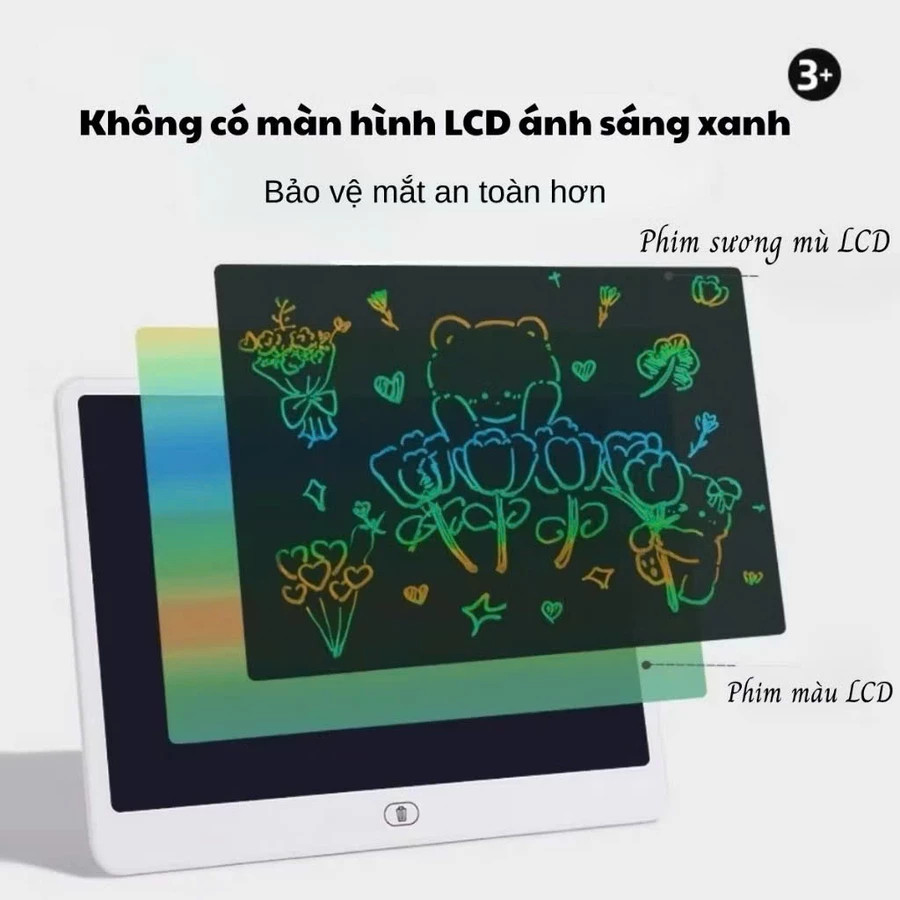 Bảng vẽ tự xóa điện tử, bảng viết vẽ thông minh 13-16 inch màn hình LCD đa sắc đồ họa đẹp kèm bút vẽ