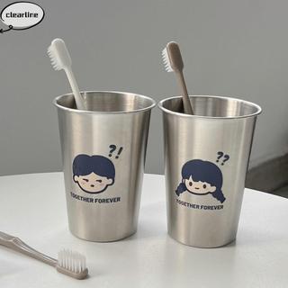 Hộp đựng bàn chải đánh răng CLEARLINE, Cốc uống nước bằng thép không gỉ 500ml, Cốc cắm trại bền bỉ không thể phá vỡ cho bé gái