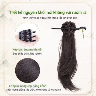 Tóc Giả Trung Quốc Mới, Tóc Xoăn đuôi Ngựa, Kẹp Nối Tóc, Trâm Tóc Phong Cách Cổ Trang Kiểu Búi Một Bên