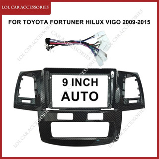 9 Inch Carbon Tìm Xe Toyota Fortuner Hilux Vigo 2009-2015 Đài Phát Thanh Ô Tô Android Stereo GPS 2 Din Đầu Đơn Vị Fascia Khung Bao