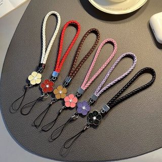 Sáng Bóng Bốn Lá Camellia Điện Thoại Da PU Tươi Lấp Lánh Hoa Dây Đeo Cổ Tay Bling Kim Cương Giả Tay Ngắn Chống Mất Sang Trọng Cho Bé Gái Cho Mùa Xuân Hè