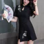 Áo bảo hộ lao động tắm chân phong cách Trung Quốc Sườn xám hai mảnh Massage sức khỏe màu đen mát xa Váy trị liệu chân cho nữ