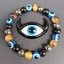 Vòng tay mắt ác Unisex - Hạt Hematite mắt hổ màu đen - Kính thủ công Đa năng Mặc hàng ngày