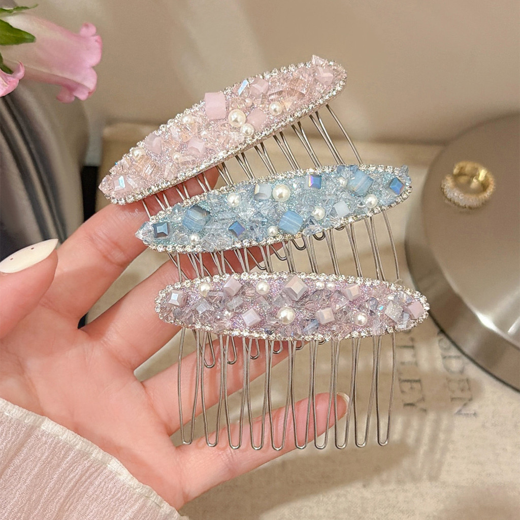 Kẹp tóc kim cương giả tinh tế Lược chải tóc nữ