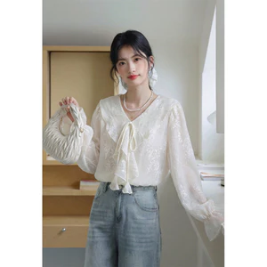 Mutu Áo sơ mi nữ Jacquard xù mùa xuân 2026 phong cách mới tinh tế