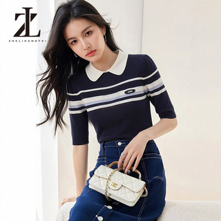 ZHELIHANGFEI Áo sọc ngắn tay dệt kim phù hợp cho mọi hoạt động