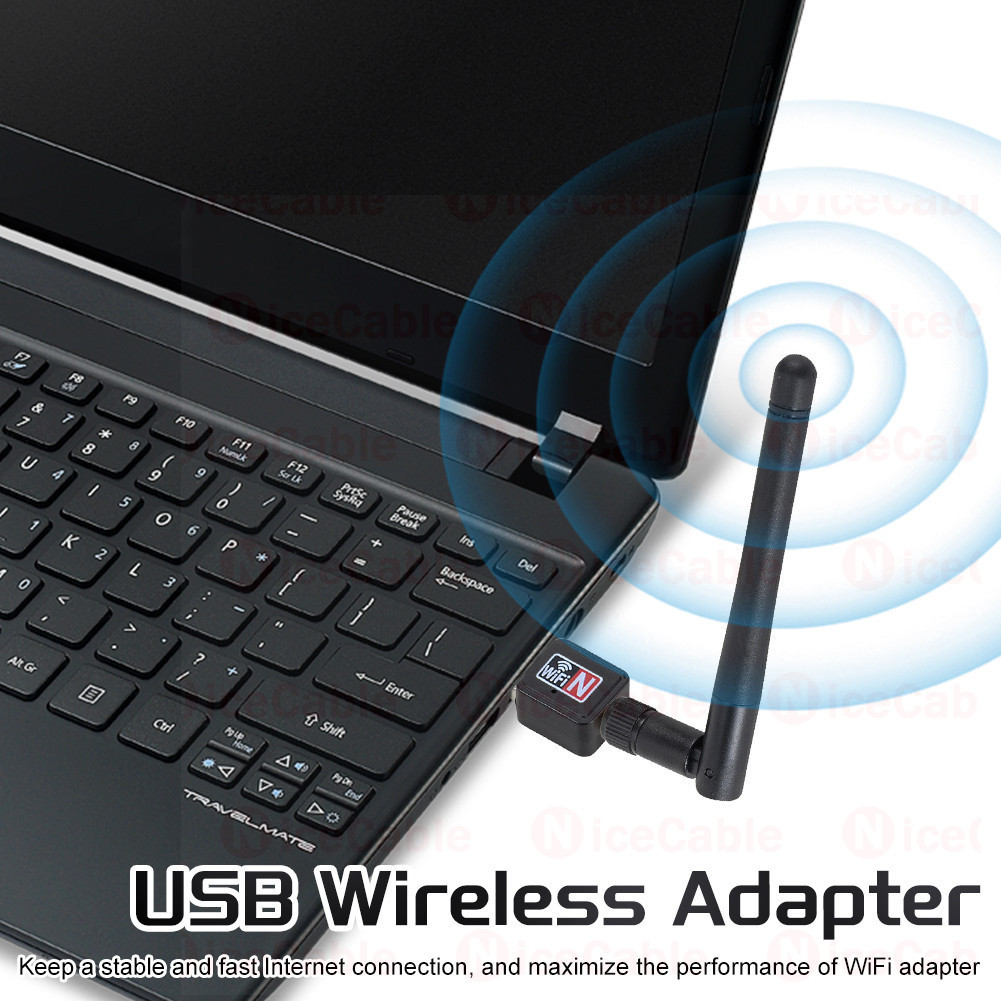 Bộ chuyển đổi WiFi USB băng tần 2.4G Bộ chuyển đổi WiFi không dây tốc độ cao 150Mbps Bộ thu WiFi cắm và chạy với Ăng-ten 2dB cho máy tính để bàn PC